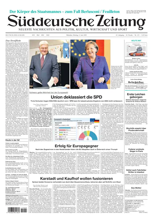Sueddeutsche Zeitung vom 08.06.2009