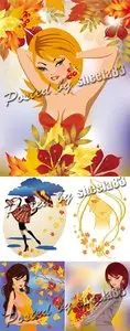 Autumn Girls Vector