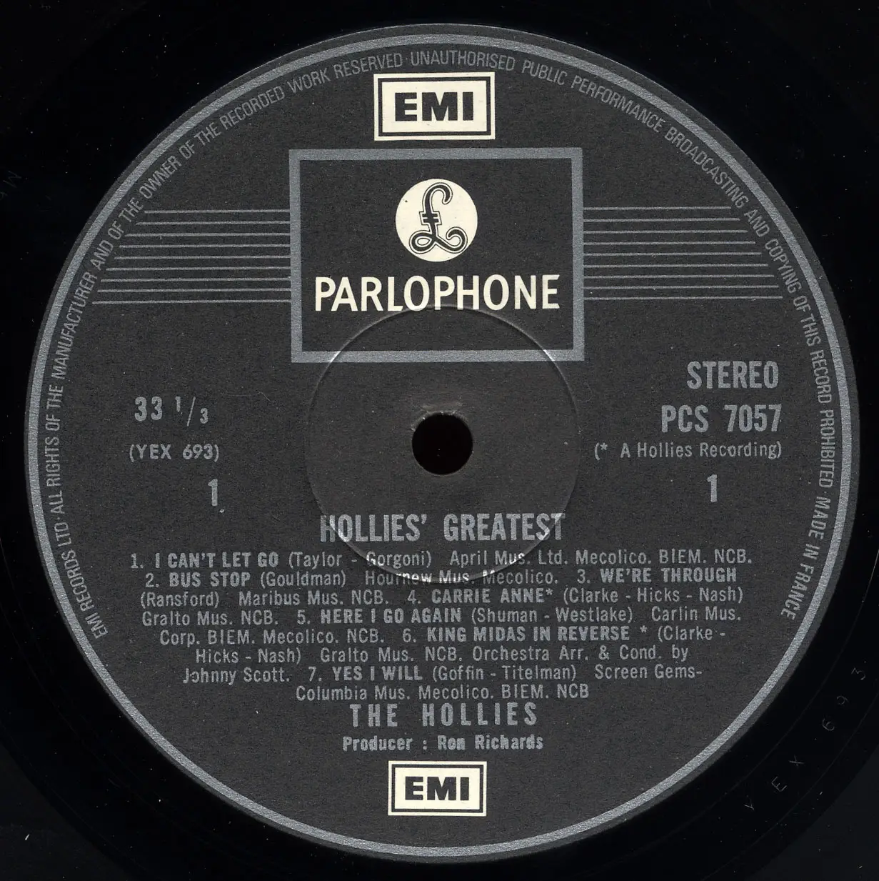 The Hollies - Hollies' Greatest (Parlophone 1968) 24-bit/96kHz Vinyl Rip