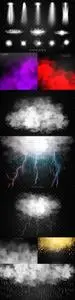 Rain, fog and lightning collection natural phenomena