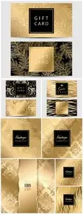 Gold backgrounds and cards with patterns vector illustration