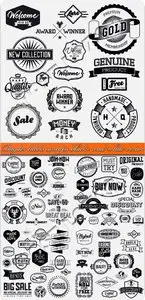 Bagdes labels stamps black and white vector