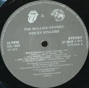 Rolling Stones ‎– Sticky Fingers {Globus, 1990} Vinyl Rip 24/96