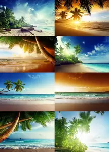 Sunset on the beach of caribbean sea