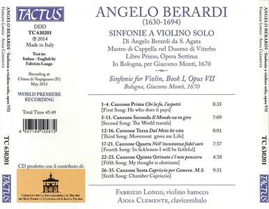 Fabrizio Longo, Anna Clemente - Angelo Berardi: Sinfonie a violino solo, Opus VII (2014)