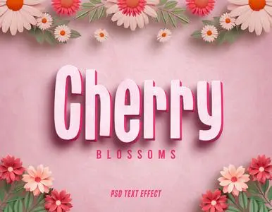 PSD spring floral editable text effect