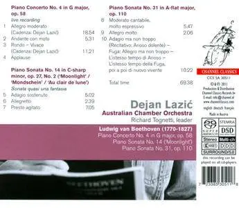 Dejan Lazic, Richard Tognetti - Beethoven: Piano Concerto No. 4, Piano Sonatas Nos. 14 & 31 (2011)