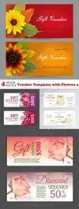 Vectors - Voucher Templates with Flowers 4