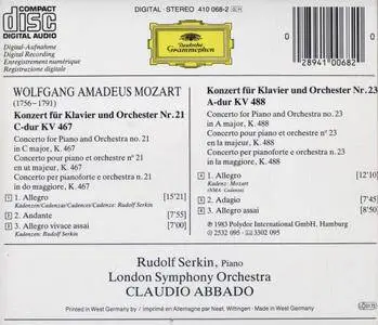 Rudolf Serkin, Claudio Abbado - Mozart: Piano Concertos Nos. 21 & 23 (1983)