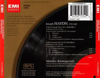 Mstislav Rostropovich, Iona Brown, Academy of St Martin in the Fields - Joseph Haydn: Cello Concertos 1 & 2 (2000)