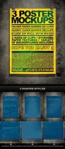 GraphicRiver Poster Mock Up Kit = 3 Unique Styles + Backgrounds
