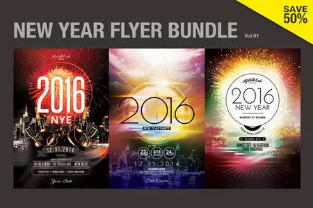 CreativeMarket - New Year Flyer Bundle