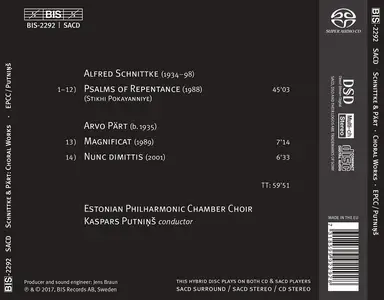 Kaspars Putniņš, Estonian Philharmonic Chamber Choir - Schnittke: Psalms of Repentance; Pärt: Magnificat & Nunc Dimitti (2017)