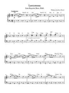 Lacrymosa from Requiem Mass, K626 - Wolfgang Amadeus Mozart (Piano-Vocal-Guitar (Piano Accompaniment))
