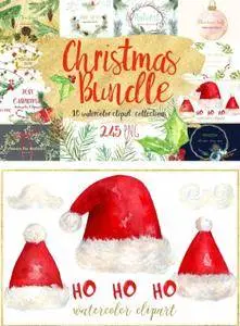 CreativeMarket - Christmas watercolor clipart bundle