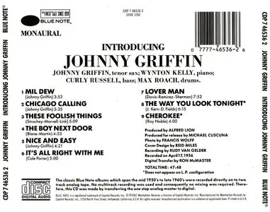 Johnny Griffin – Introducing Johnny Griffin (1956)(Blue Note USA Pressing)(CDP 746536 2)