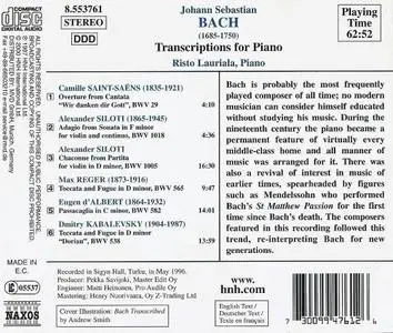 Risto Lauriala - J.S. Bach Transcriptions for Piano (2000)