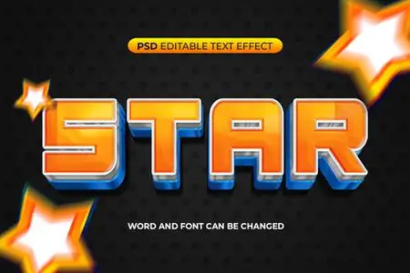 PSD star text effect 3d layered psd