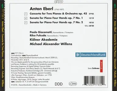 Paolo Giacometti, Riko Fukuda - Anton Eberl: Concerto for Two Pianos & Orchestra; Sonatas for Piano Four Hands (2018)