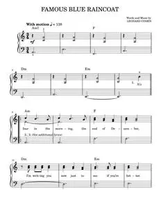 Famous Blue Raincoat - Leonard Cohen (Easy Piano)