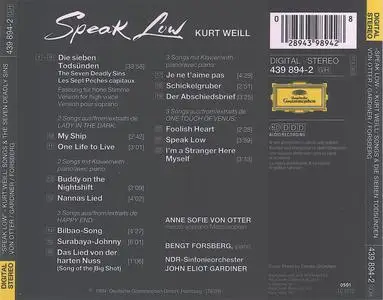 Kurt Weill - Speak Low: Songs & The Seven Deadly Sins - Anne Sofie von Otter (1994) {Deutsche Grammophon 439 894-2}