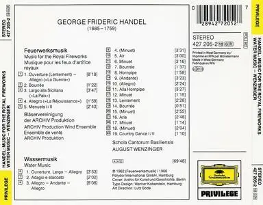 August Wenzinger, Schola Cantorum Basiliensis -George Frideric Handel: Water Music & Music for the Royal Fireworks (1989)
