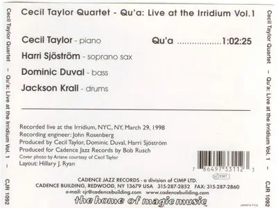Cecil Taylor Quartet - Qu'a: Live at the Iridium Vol. 1 (1998)