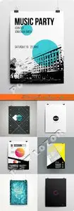 Poster template with paper clips vector