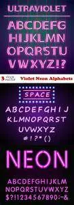 Vectors - Violet Neon Alphabets