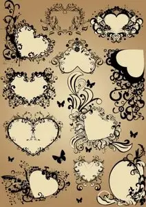 Vector Ornamental Hearts 