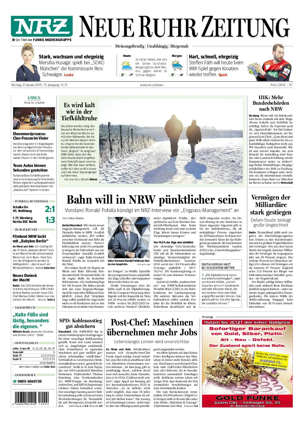 NRZ Neue Ruhr Zeitung Essen-Rüttenscheid - 21. Januar 2019