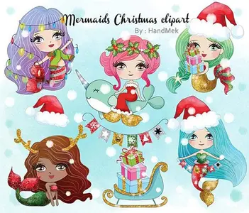 Mermaid Christmas Clipart