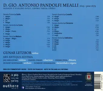 Gunar Letzbor, Ars Antiqua Austria - Giovanni Antonio Pandolfi Mealli: Sonate à violino solo, Opera terza (2013)