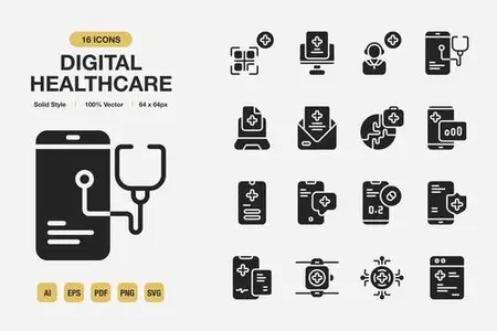 Digital Healthcare Solid Icons 3U7DF52