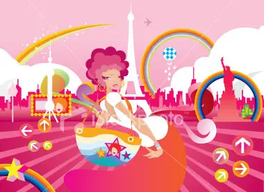 Vector shopping girl