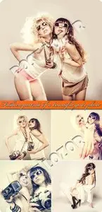 Fashion portrait of a beautiful girls photo