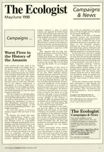 Resurgence & Ecologist - Campaigns & News (May/June 1998)
