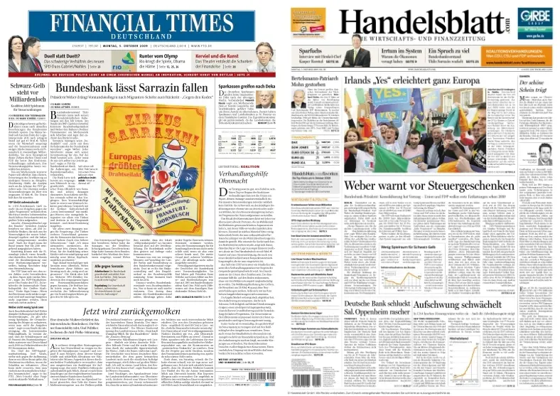 Handelsblatt & FinancialTimesDeutschland vom 05.10.2009