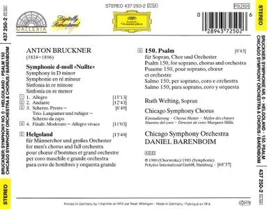 Daniel Barenboim, Chicago Symphony Orchestra - Anton Bruckner: Symphony No.0, Helgoland, Psalm 150 (1992)