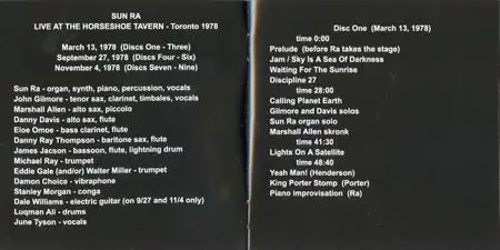 Sun Ra - Live At The Horseshoe Tavern, Toronto 1978 (2008) {10CD Set, Transparency ‎0310, Limited Edition}