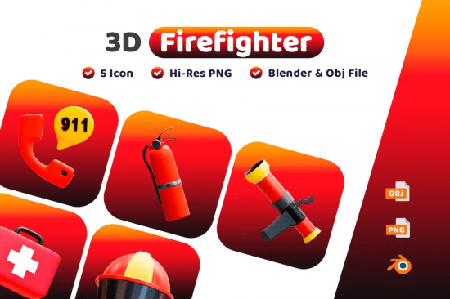 Firefighter 3D Icon NGLBEUL