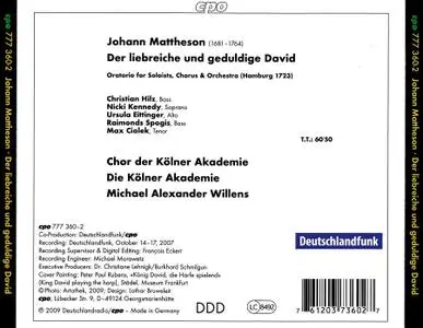 Michael Alexander Willens, Die Kölner Akademie - Johann Mattheson: Der liebreiche und geduldige David (2009)