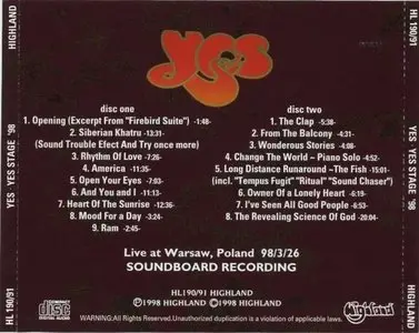Yes - Yes Stage 98 (2CD) (1998) {Highland} **[RE-UP]**
