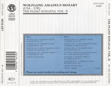 Mozart - Glenn Gould - The Piano Sonatas, Vol. II [CBS Masterworks M2YK 45613]  (2xCD, 1989)