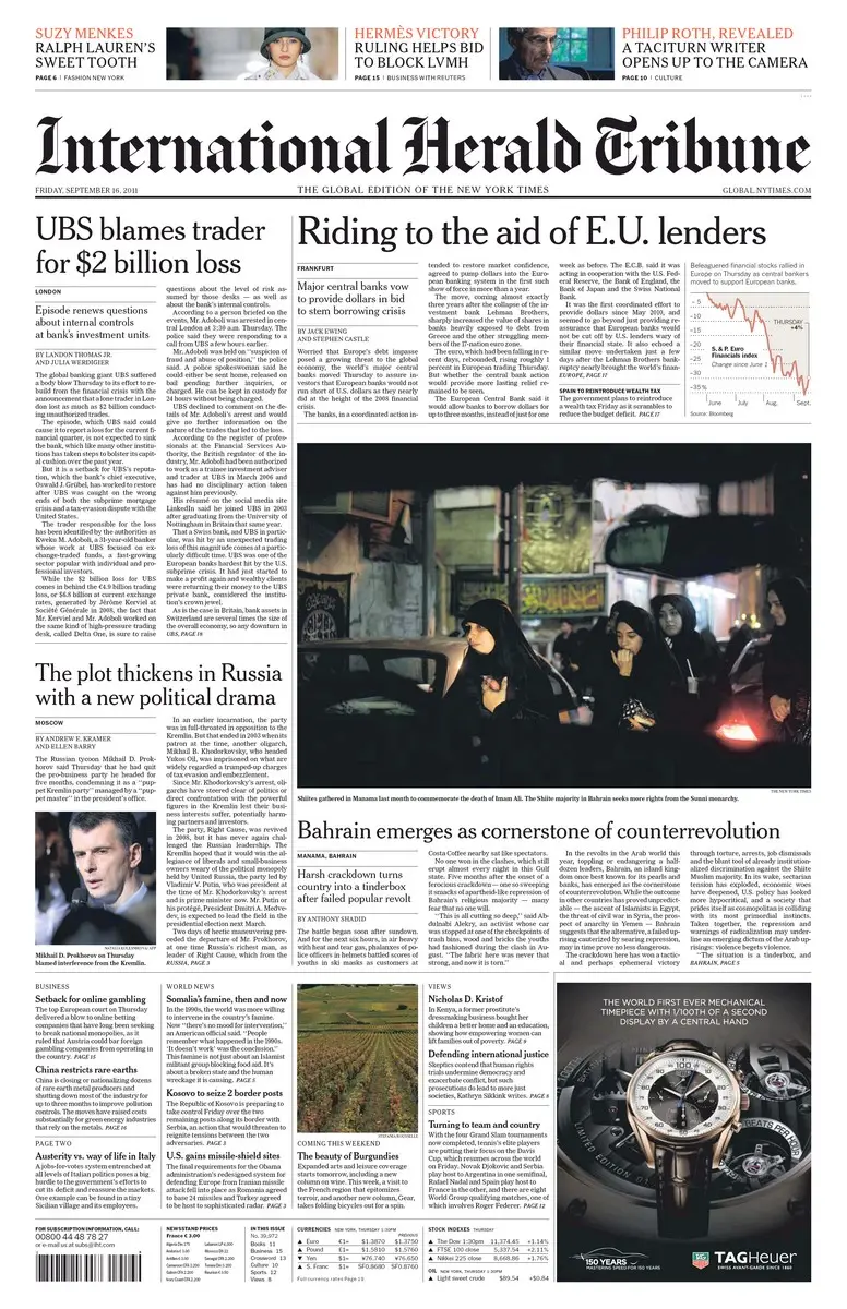 International Herald Tribune (16.09.2011)