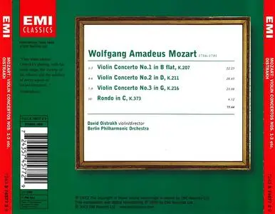 David Oistrakh, Berlin Philharmonic Orchestra - Wolfgang Amadeus Mozart: Violin Concertos Nos. 1-3; Rondo K.373 (2001)