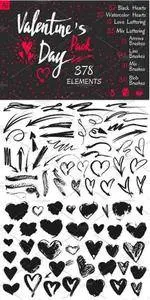 CreativeMarket - Valentine's Day Pack. 378 elements.