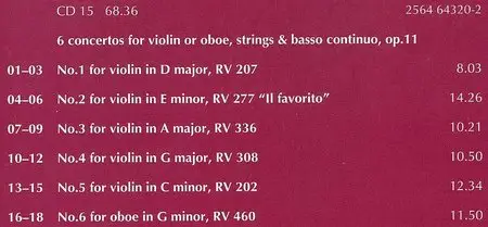 A.Vivaldi - Concertos and Sonatas, opp.1-12, I Solisti Veneti - Claudio Scimone CD15 of 18CDs