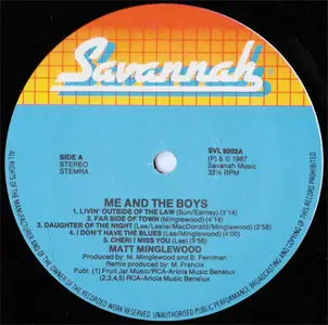 Matt Minglewood - Me And The Boys (Savannah SVLP 9202) (NL 1987) (Vinyl 24-96 & 16-44.1)