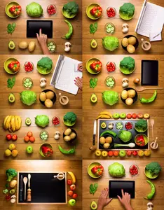 Vegan food on blackboard